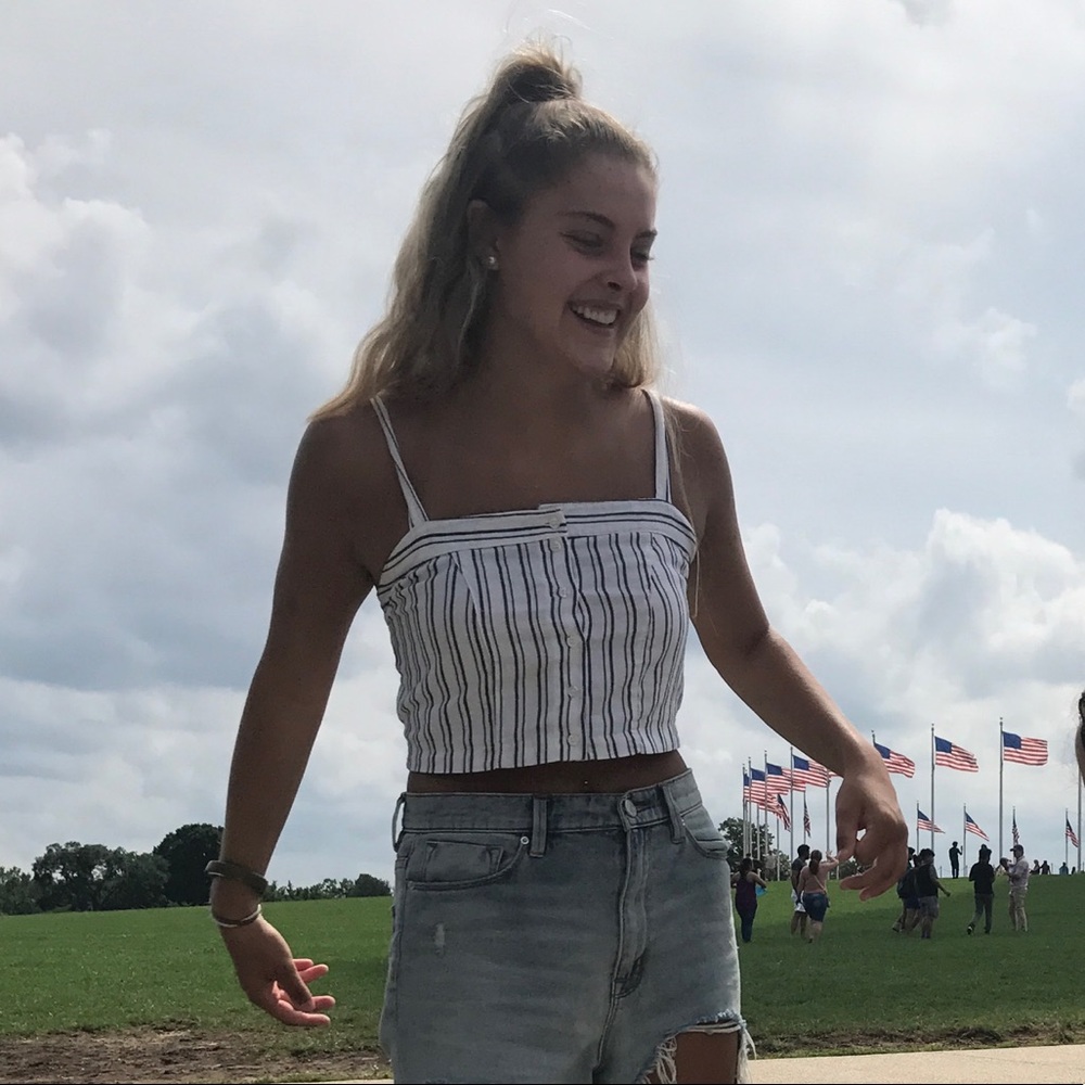Brandy Melville Striped Button Up Crop Top